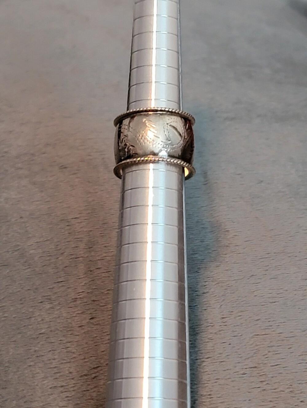 Sterling Silver Wide Band Ring with Gold Edge Accents - Stamped 925 Silver - Picture 3 of 6